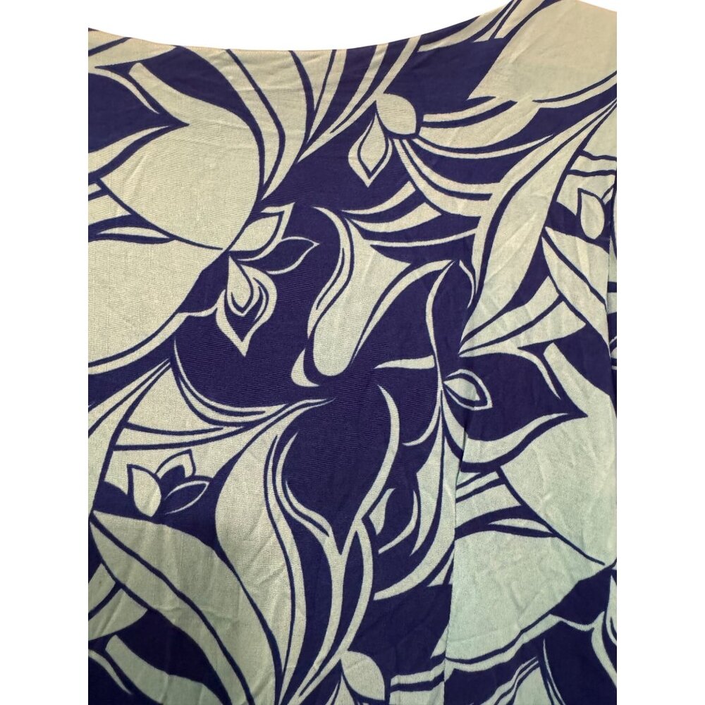 Nicola Antoni Floral Print Womens 3/4 Sleeve V-Neck Dress Size L Blue & Green - Picture 6 of 9